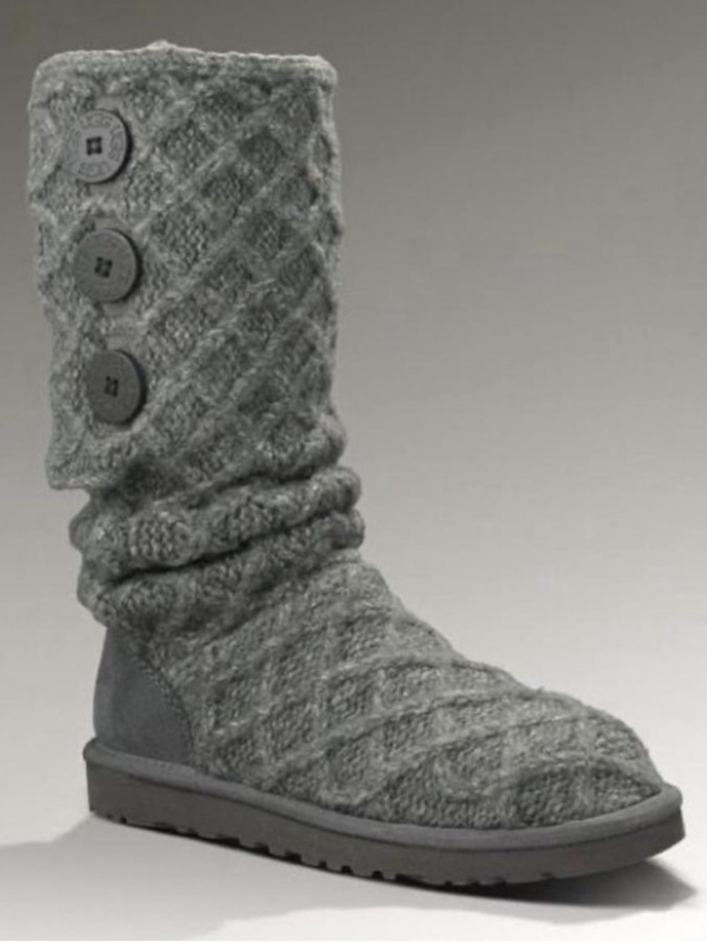 Ugg Lattice Cardy Knit Boots Gray Size 8